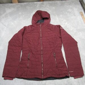Columbia Jacket Women Small White Out Hooded Puffer Insulated Omni Heat Thermal